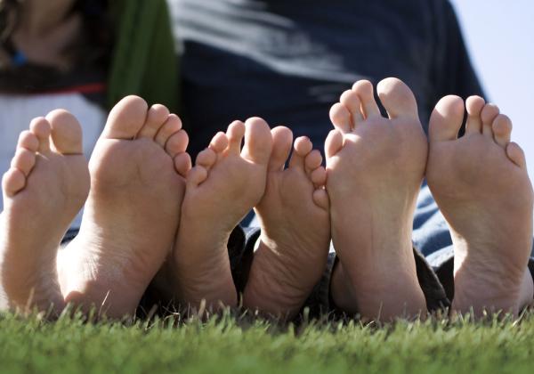Happy feet on grass